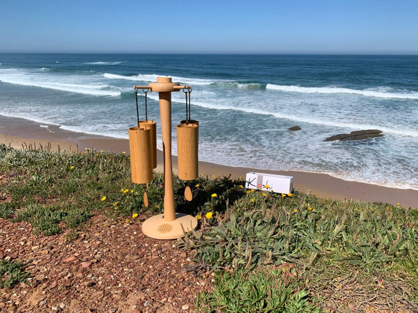 Koshi Chime Set of 4 with Zenmotion Spin Rotating Chime Stand Terra/Aqua/Aria/Ignis -