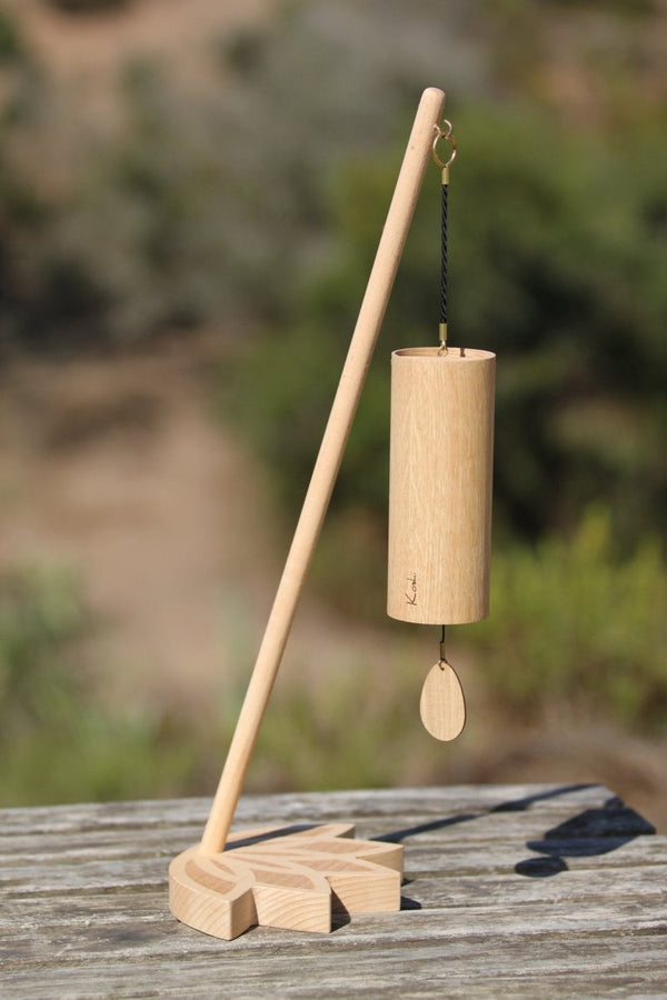 Koshi Earth Symphony Chime + Lotus Flower Stand. Made in France - wind chime set with stand