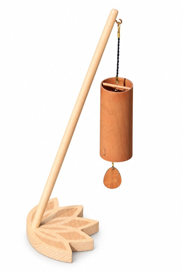 Koshi Earth Symphony Chime + Lotus Flower Stand. Made in France - wind chime set with stand