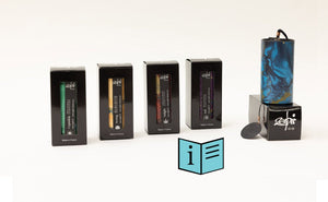 Set of five Zaphir wind chimes Crystalide, Sunray, Sufi, Twilight and Blue Moon representing the five seasons and Feng Shui elements displayed alongside a downloadable PDF info leaflet with tuning notes and guidance