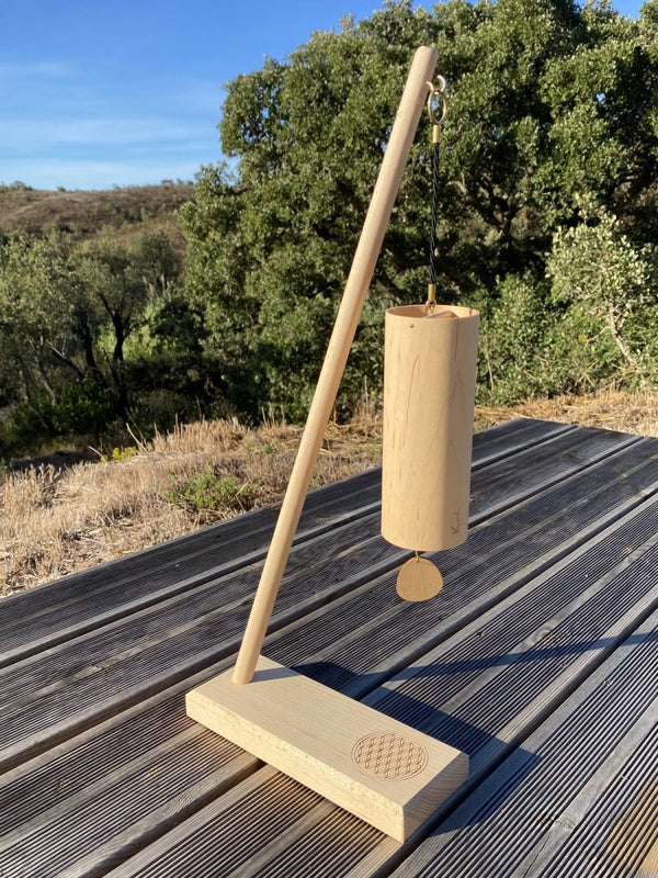 Koshi Earth Symphony Chime + Flower of Life Stand. Made in France - wind chime set with stand