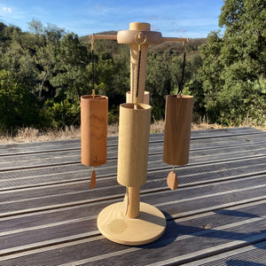 Koshi Earth Symphony Set of 4 Chimes + Zenmotion Stand. Made in France - wind chime set with stand