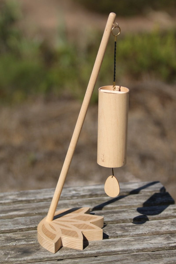 Koshi Earth Symphony Chime + Lotus Flower Stand. Made in France - wind chime set with stand